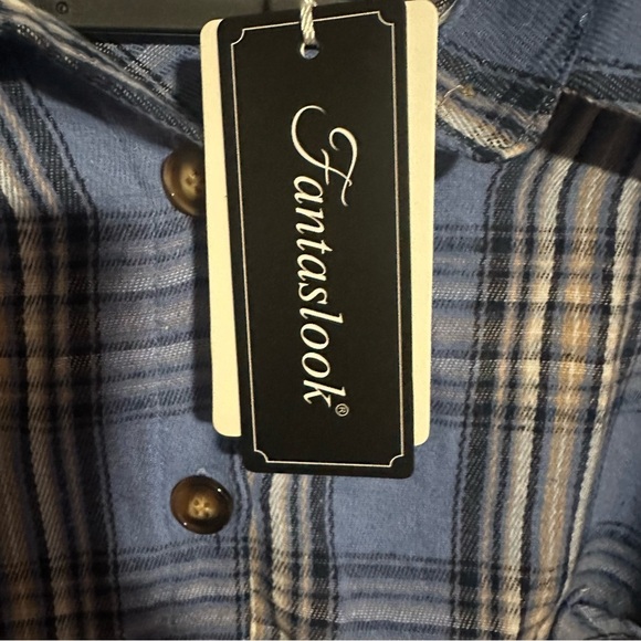 Casual Blue Plaid Button-Down Shirt - Picture 7 of 9